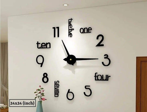 24" Modern 3D Wooden Wall Clock – Large Quartz Home Decor