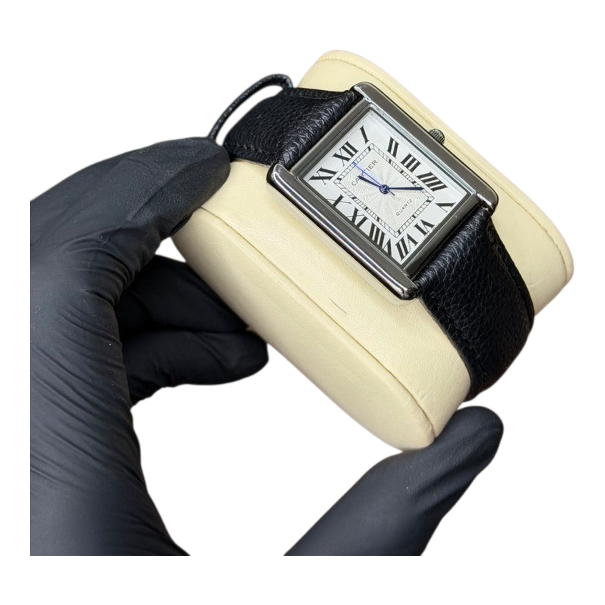 Old Money Tank Style Watch for Men | Premium Silver Case | White Dial | Black Brown Strap