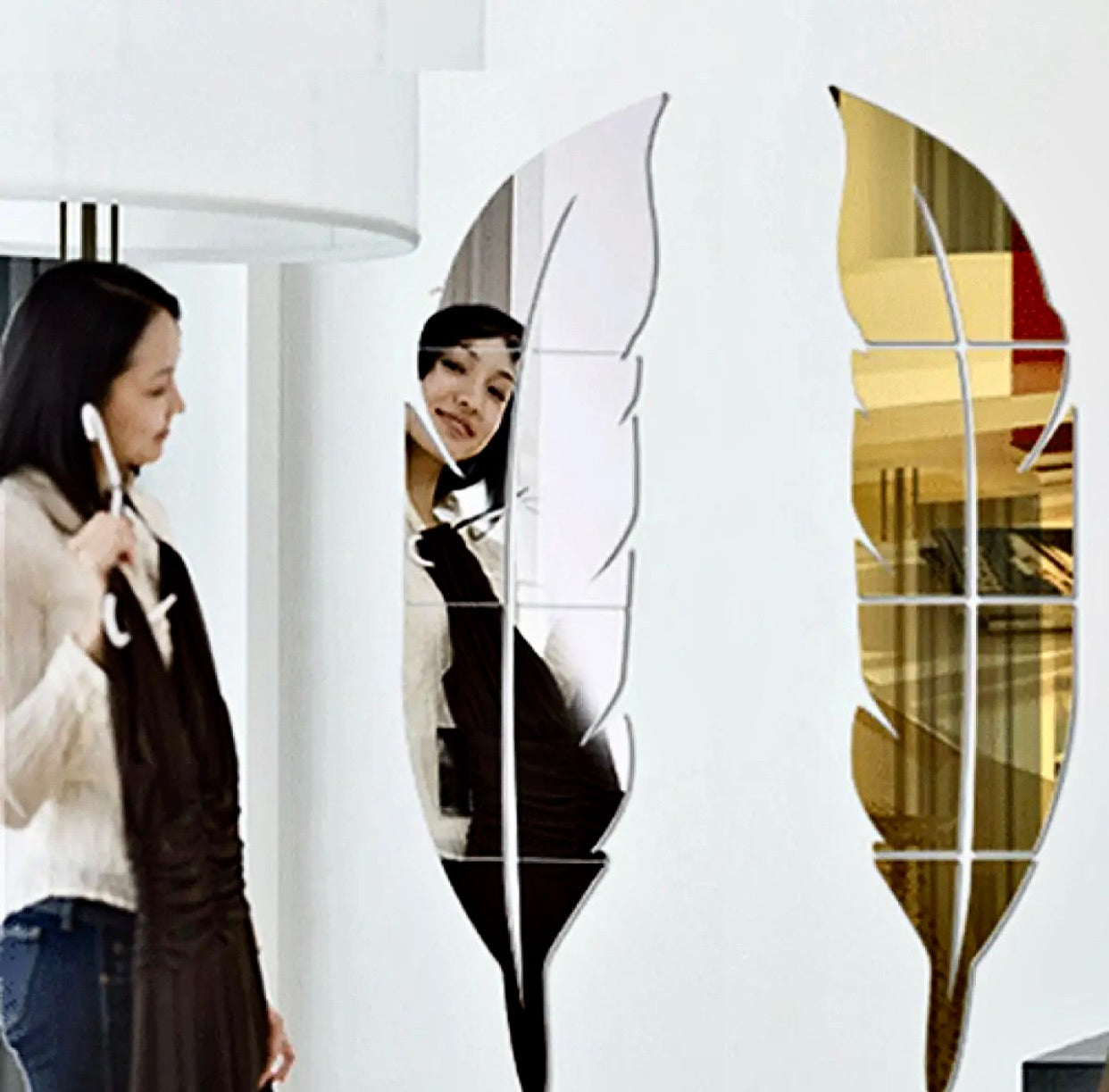 3D Acrylic Leaf Mirror Wall Stickers | Modern Home Decor