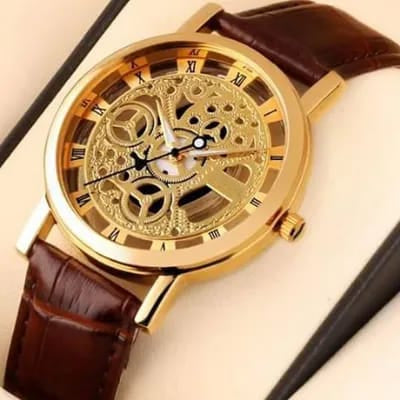 Leather Skeleton Watch for Men | Double Sided Glass Design | Premium Leather Strap | Luxury Automatic Style