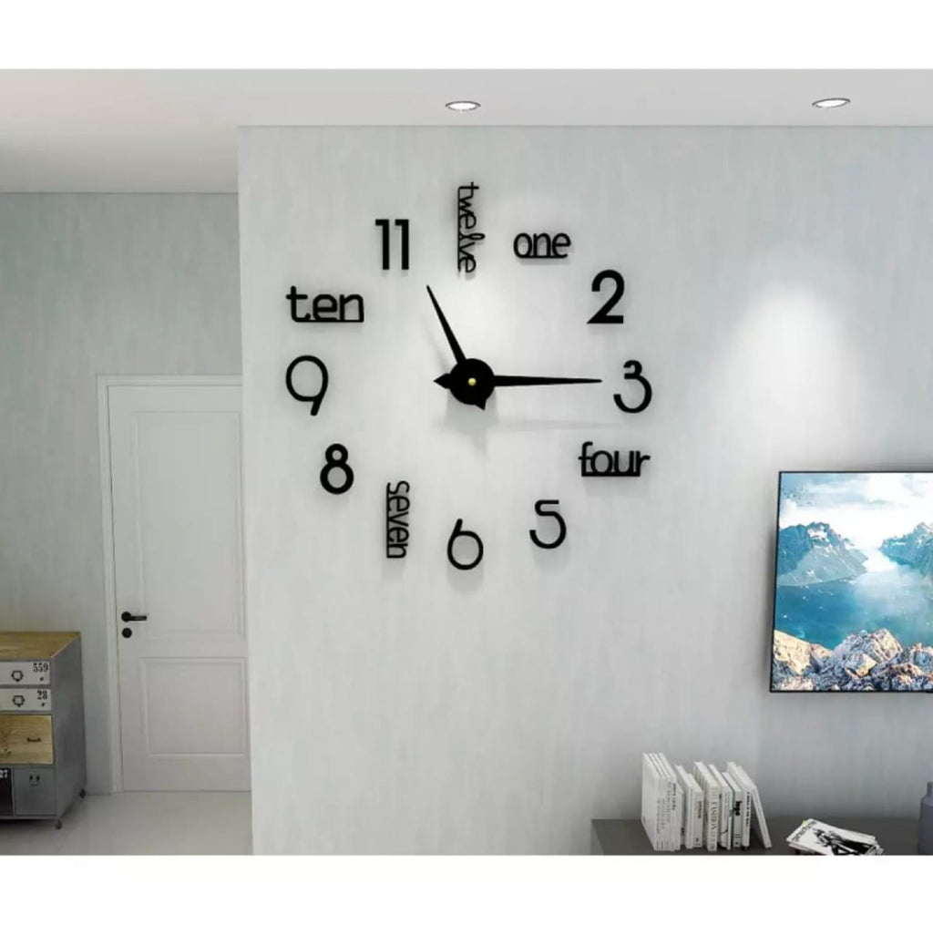 24" Modern 3D Wooden Wall Clock – Large Quartz Home Decor