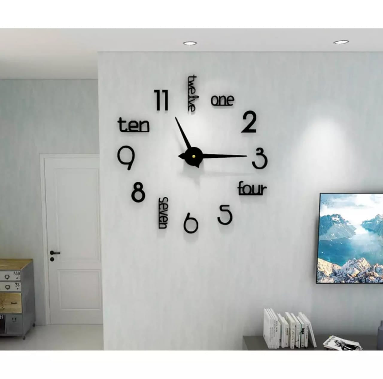 24" Modern 3D Wooden Wall Clock – Large Quartz Home Decor
