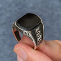 Luxury Turkish Style Black Stone Ring for Men | Premium Italian Design