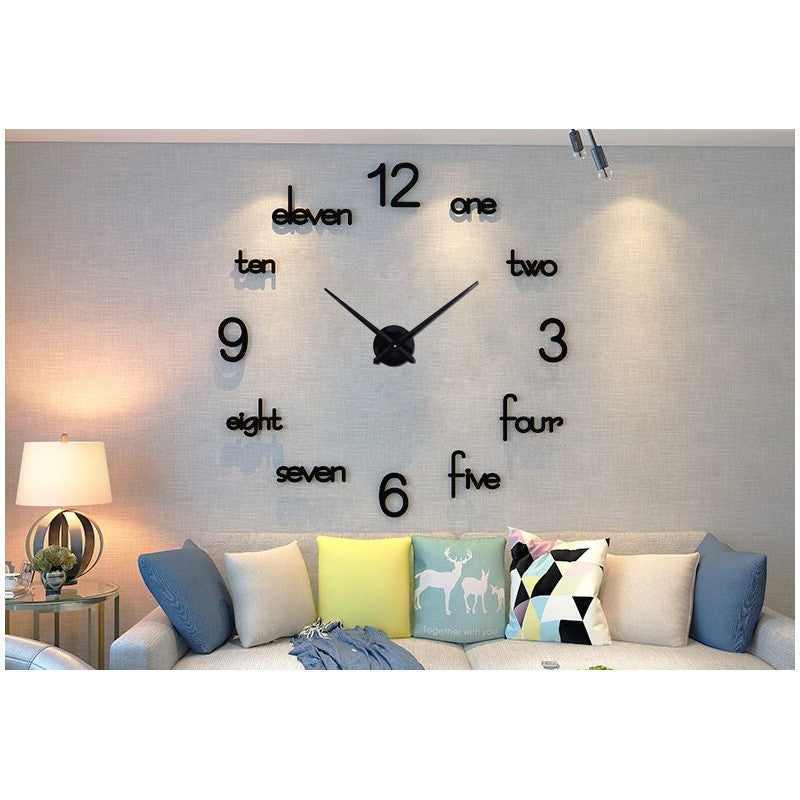24" Modern 3D Wooden Wall Clock – Large Quartz Home Decor