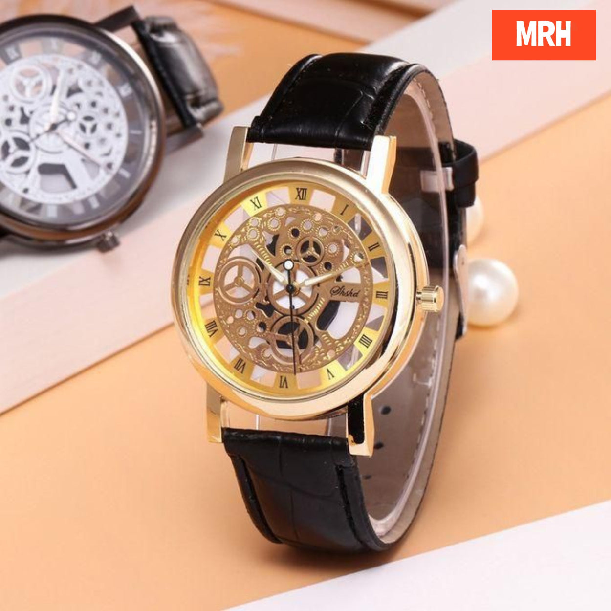 Leather Skeleton Watch for Men | Double Sided Glass Design | Premium Leather Strap | Luxury Automatic Style