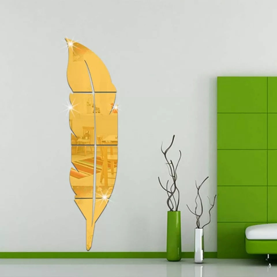 3D Acrylic Leaf Mirror Wall Stickers | Modern Home Decor