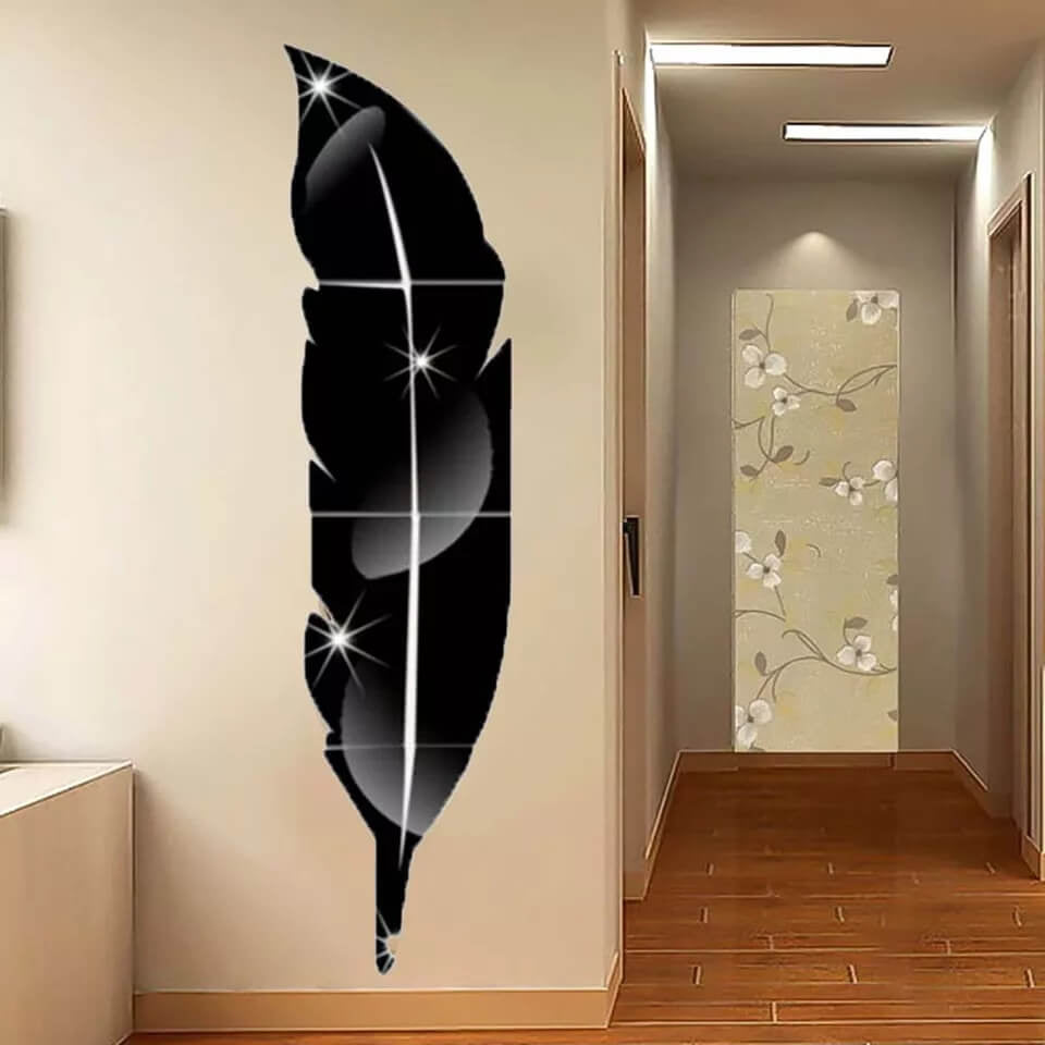 3D Acrylic Leaf Mirror Wall Stickers | Modern Home Decor